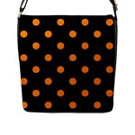 Polka Dots - Dark Orange on Black Flap Closure Messenger Bag (L)