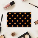Polka Dots - Dark Orange on Black Cosmetic Bag (S)