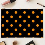 Polka Dots - Dark Orange on Black Cosmetic Bag (XXL)