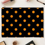 Polka Dots - Dark Orange on Black Cosmetic Bag (XXXL)
