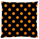 Polka Dots - Dark Orange on Black Large Cushion Case (Two Sides)