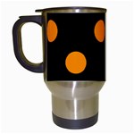 Polka Dots - Dark Orange on Black Travel Mug (Black)