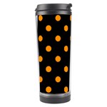 Polka Dots - Dark Orange on Black Travel Tumbler