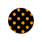 Polka Dots - Dark Orange on Black Magnet 3  (Round)