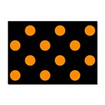 Polka Dots - Dark Orange on Black Sticker A4 (10 pack)