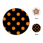 Polka Dots - Dark Orange on Black Playing Cards (Round)