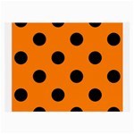 Polka Dots - Black on Orange Large Glasses Cloth (2 Sides)
