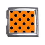 Polka Dots - Black on Orange Mega Link Italian Charm (18mm)