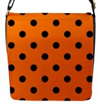 Polka Dots - Black on Orange Flap Closure Messenger Bag (S)
