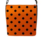 Polka Dots - Black on Orange Flap Closure Messenger Bag (L)