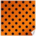 Polka Dots - Black on Orange Canvas 20  x 20 