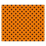 Polka Dots - Black on Orange Double Sided Flano Blanket (Small)
