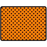 Polka Dots - Black on Orange Fleece Blanket (Large) (One Side)