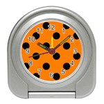 Polka Dots - Black on Orange Desk Alarm Clock
