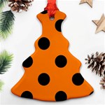 Polka Dots - Black on Orange Christmas Tree Ornament (Two Sides)