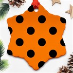 Polka Dots - Black on Orange Snowflake Ornament (Two Sides)