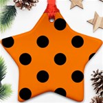 Polka Dots - Black on Orange Star Ornament (Two Sides)