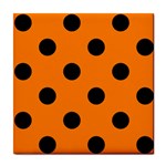 Polka Dots - Black on Orange Tile Coaster