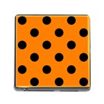 Polka Dots - Black on Orange Memory Card Reader (Square)