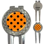 Polka Dots - Black on Orange 3-in-1 Golf Divot