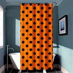 Polka Dots - Black on Orange Shower Curtain 36  x 72  (Stall)