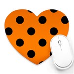 Polka Dots - Black on Orange Heart Mousepad