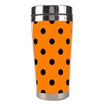 Polka Dots - Black on Orange Stainless Steel Travel Tumbler