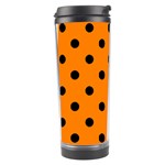 Polka Dots - Black on Orange Travel Tumbler