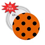 Polka Dots - Black on Orange 2.25  Button (10 pack)