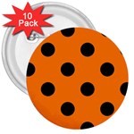Polka Dots - Black on Orange 3  Button (10 pack)