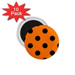 Polka Dots - Black on Orange 1.75  Magnet (10 pack)