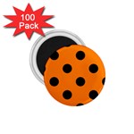 Polka Dots - Black on Orange 1.75  Magnet (100 pack)