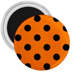 Polka Dots - Black on Orange 3  Magnet