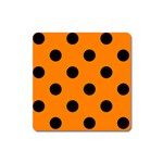 Polka Dots - Black on Orange Magnet (Square)