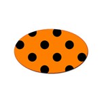 Polka Dots - Black on Orange Sticker Oval (100 pack)