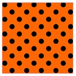 Polka Dots - Black on Safety Orange Large Satin Scarf (Square)