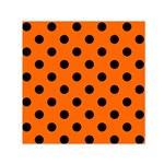 Polka Dots - Black on Safety Orange Small Satin Scarf  (Square)