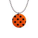 Polka Dots - Black on Safety Orange 1  Button Necklace