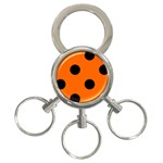 Polka Dots - Black on Safety Orange 3-Ring Key Chain