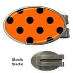 Polka Dots - Black on Safety Orange Money Clip (Oval)