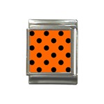Polka Dots - Black on Safety Orange Italian Charm (13mm)
