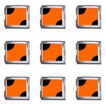 Polka Dots - Black on Safety Orange Mega Link Italian Charm (9 pack)