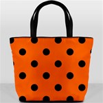 Polka Dots - Black on Safety Orange Bucket Bag
