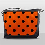 Polka Dots - Black on Safety Orange Messenger Bag