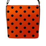 Polka Dots - Black on Safety Orange Flap Closure Messenger Bag (L)