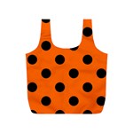 Polka Dots - Black on Safety Orange Full Print Recycle Bag (S)