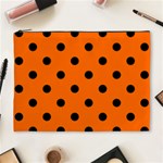 Polka Dots - Black on Safety Orange Cosmetic Bag (XL)