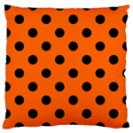 Polka Dots - Black on Safety Orange Large Cushion Case (Two Sides)