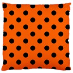Polka Dots - Black on Safety Orange Standard Flano Cushion Case (One Side)