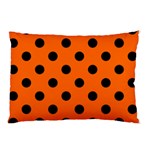 Polka Dots - Black on Safety Orange Pillow Case (One Side)